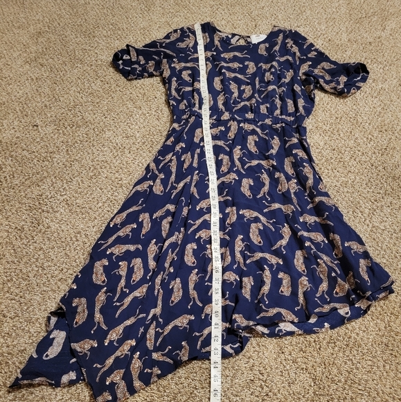 Anthropologie Navy Blue Tiger Printed Dress - Picture 7 of 8